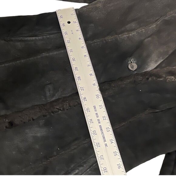 Vintage Steve Madden Leather Coat Small Black Fur Lined Y2K Suede Jacket - Picture 9 of 16